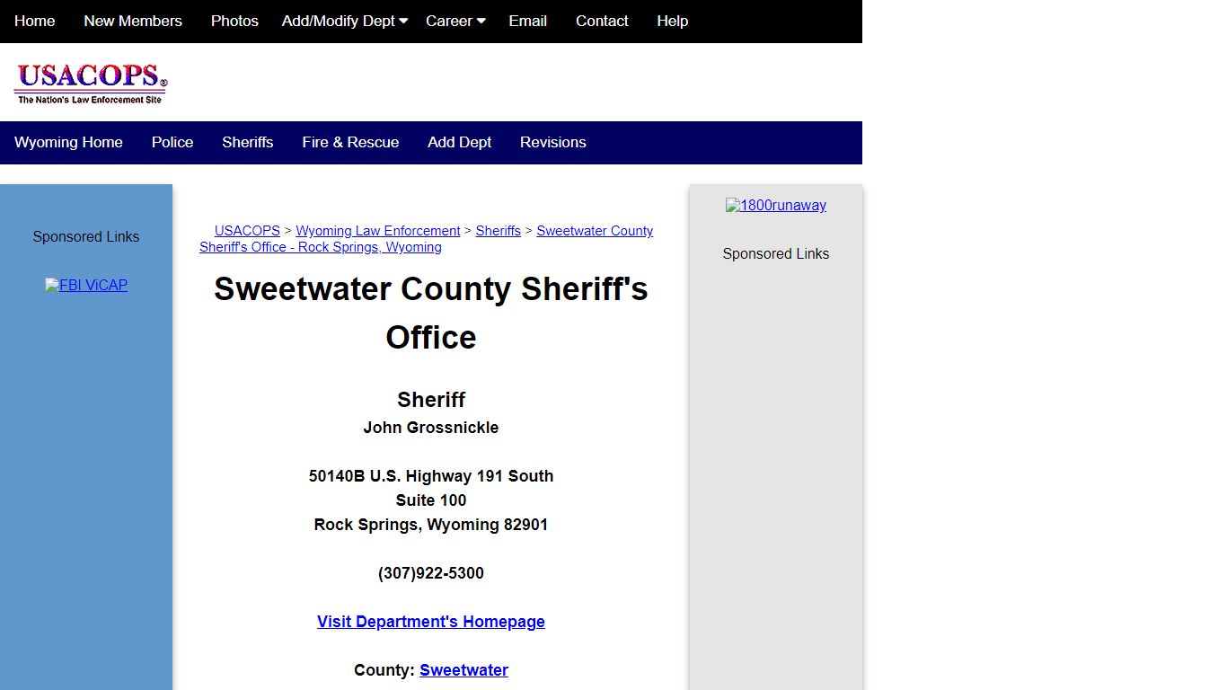 Sweetwater County Sheriff's Office - USACOPS