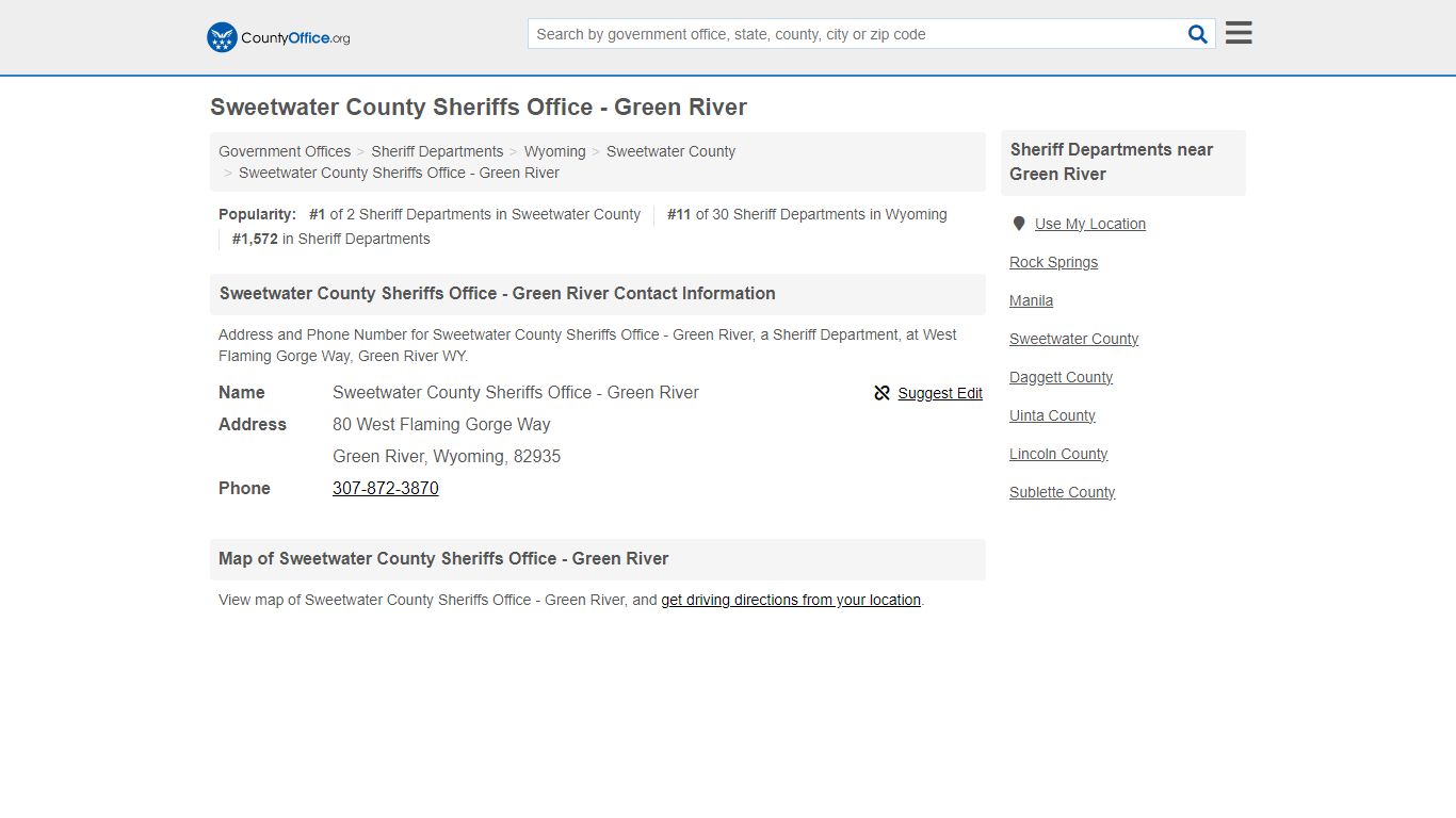 Sweetwater County Sheriffs Office - Green River